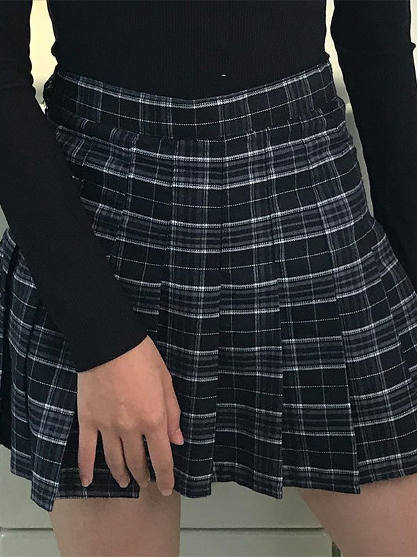 EMMIOL Vintage Checkered Pleated Mini Skirt