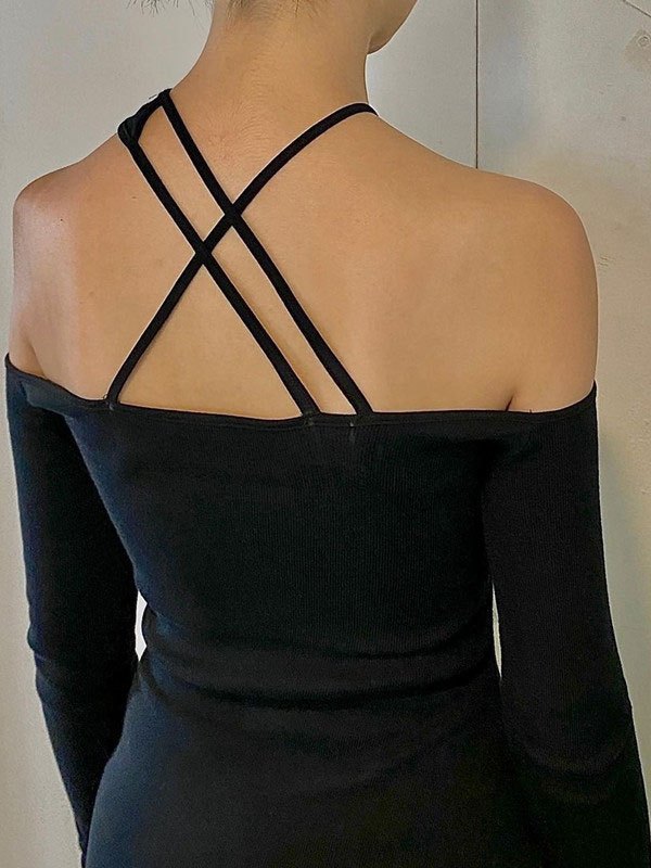 EMMIOL Cross Over Long Sleeve Mini Dress