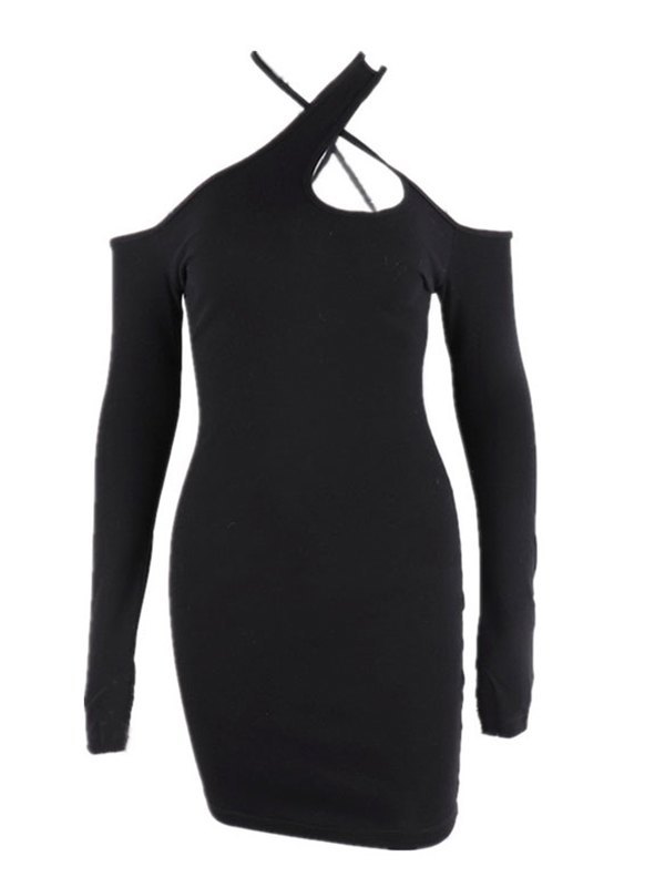 EMMIOL Cross Over Long Sleeve Mini Dress