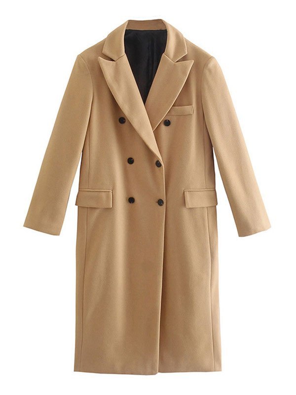 EMMIOL Double Breasted Maxi Woolen Coat