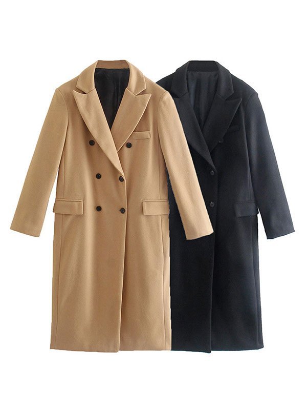 EMMIOL Double Breasted Maxi Woolen Coat