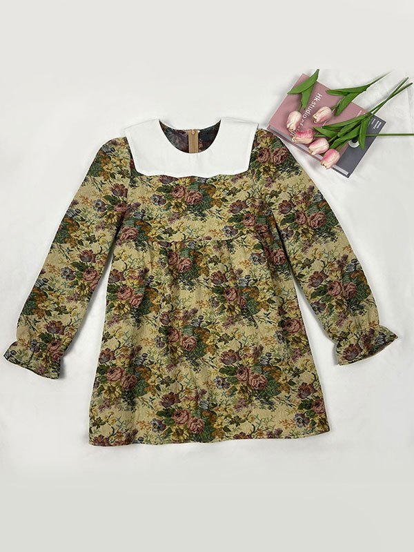 EMMIOL Babydoll Long Sleeve Floral Mini Dress