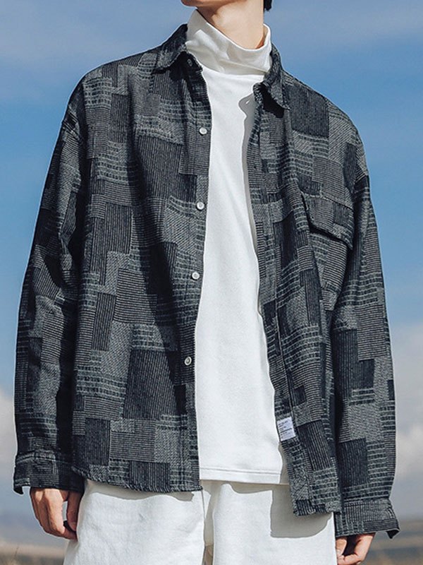 EMMIOL Camisa vaquera a cuadros para hombre