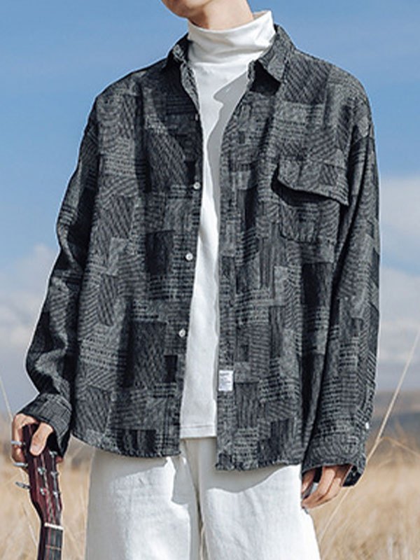 EMMIOL Camisa vaquera a cuadros para hombre