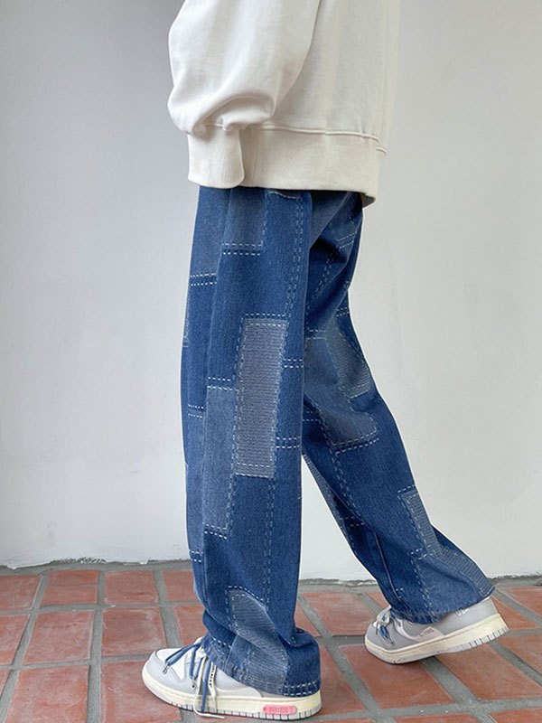 EMMIOL Men's Patched Design Jeans