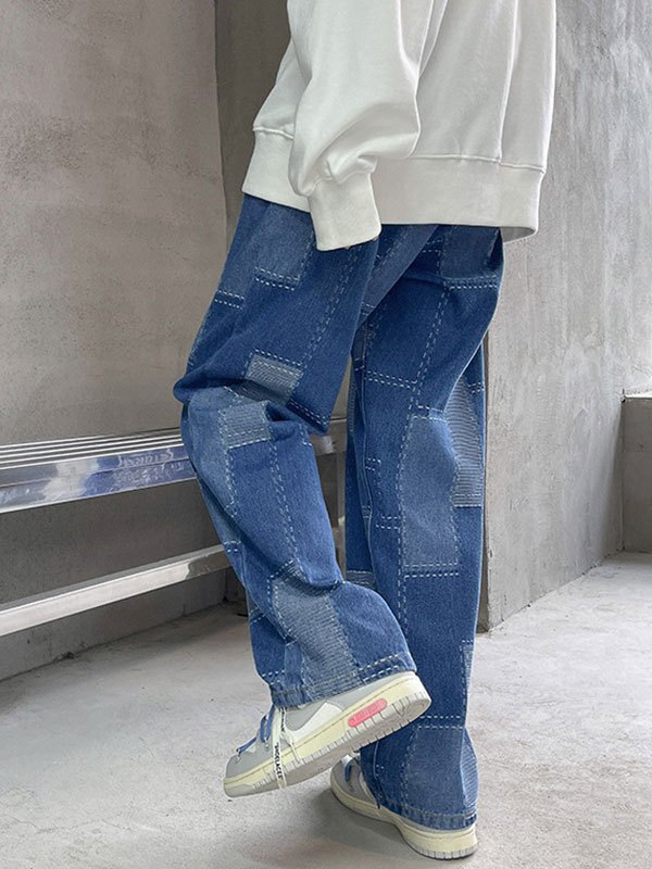 EMMIOL Men's Patched Design Jeans