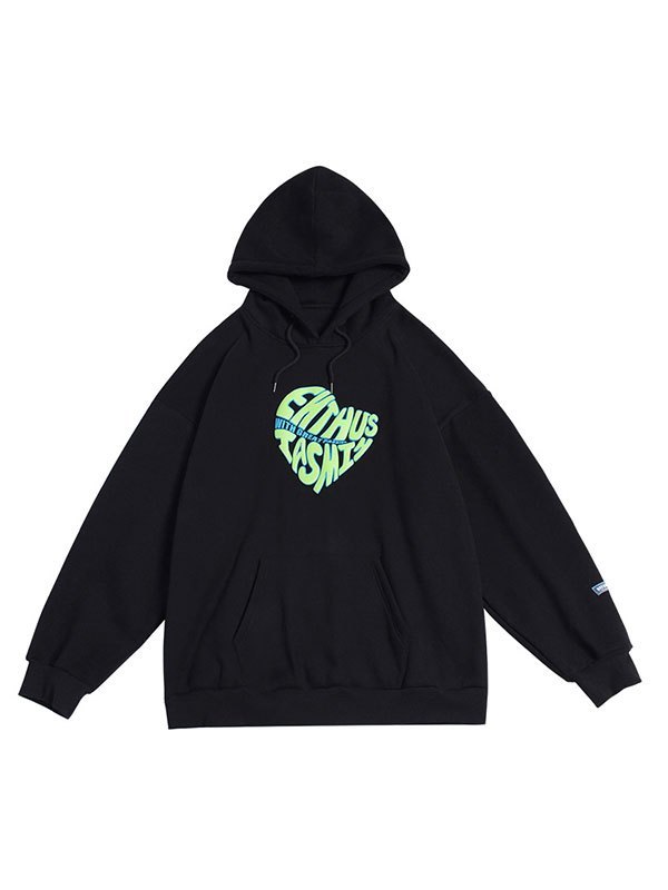 EMMIOL Herren Hoodie mit Buchstaben-Herz-Muster