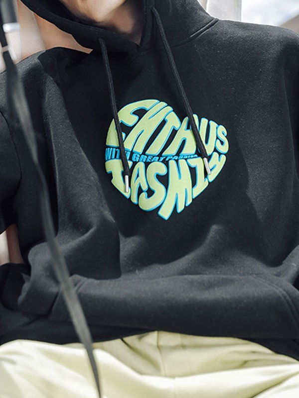 EMMIOL Herren Hoodie mit Buchstaben-Herz-Muster