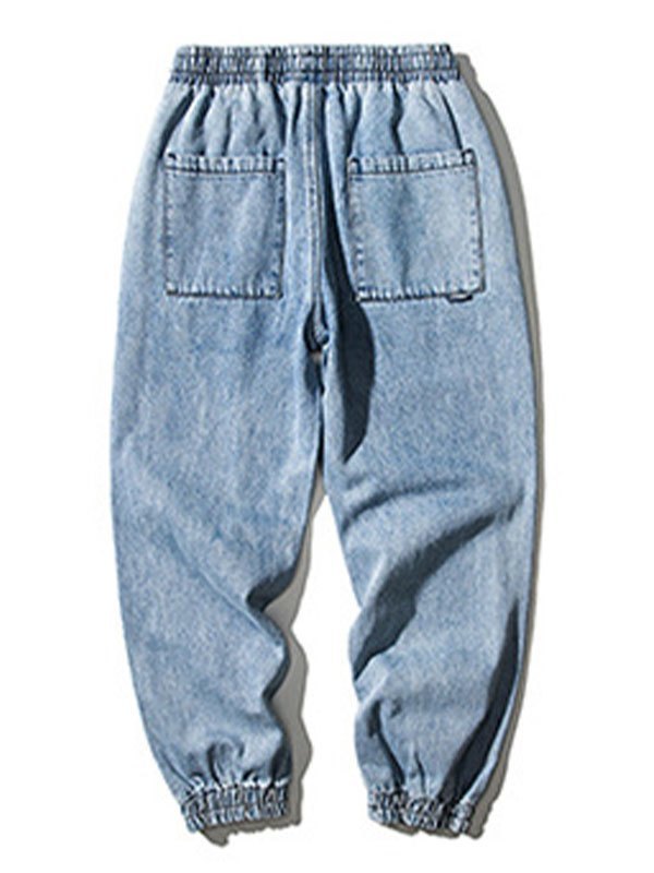 EMMIOL Men's Toweling Embroidery Jogger Jeans