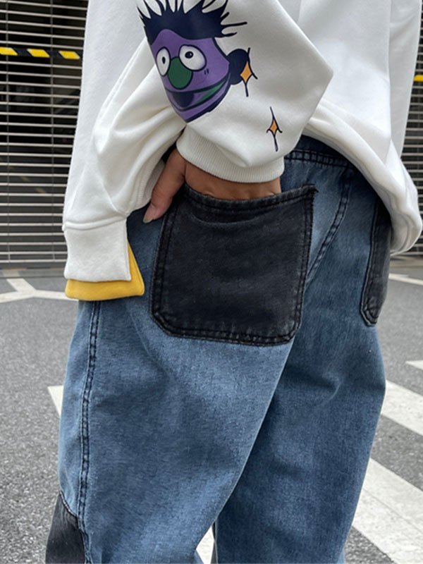 EMMIOL Men's Fitted Patchwork Jeans