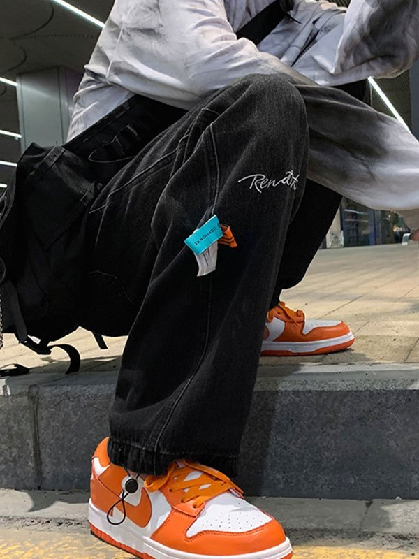 EMMIOL Jeans da skate con coulisse lavati da uomo