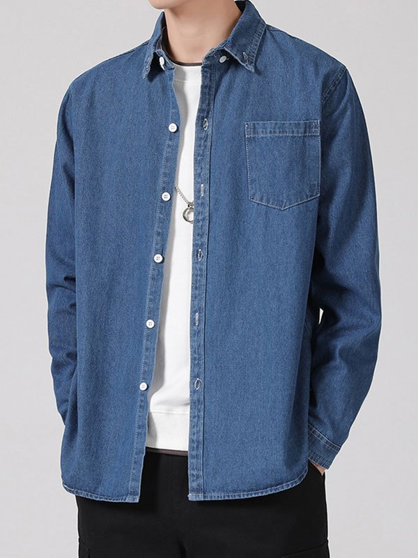 EMMIOL Camisa vaquera clásica para hombre