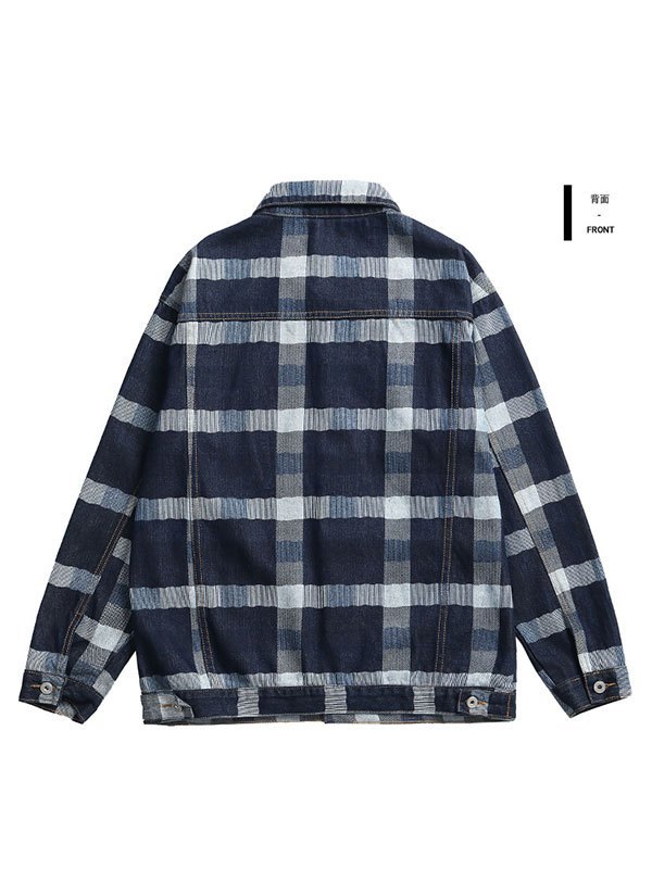 EMMIOL Men's Checkered Denim Jacket