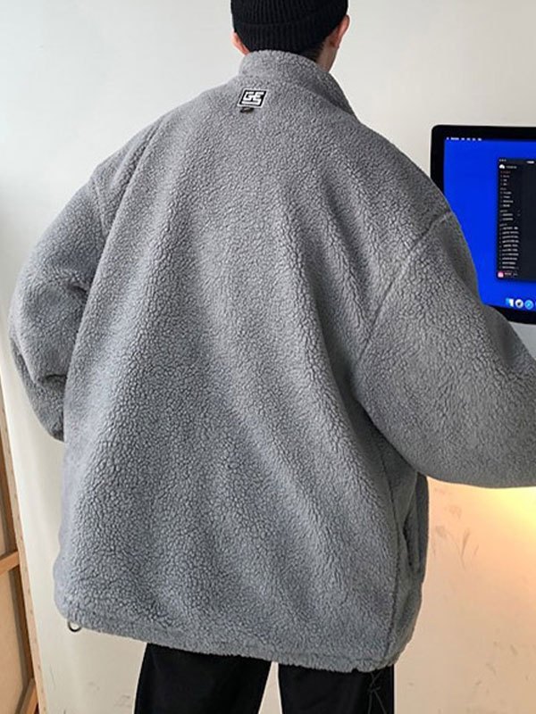 EMMIOL Men's Logo Patched Fleece Coat