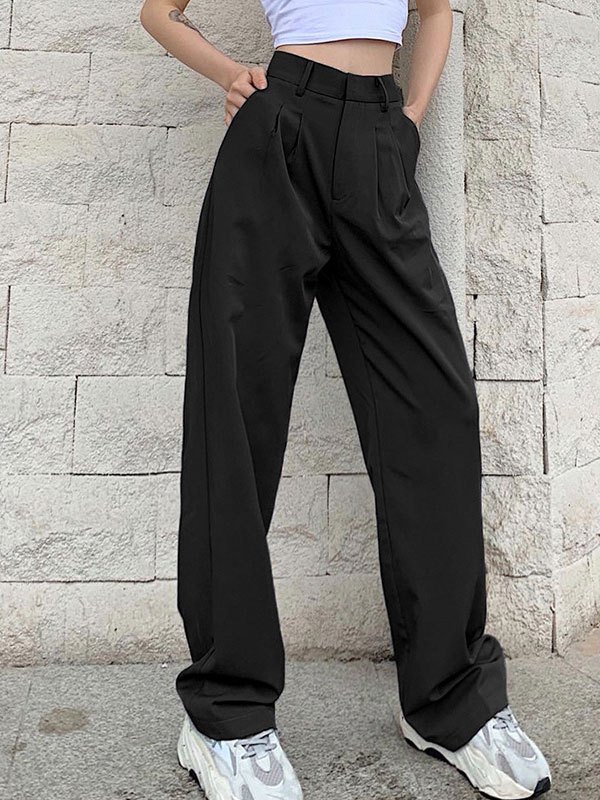 EMMIOL Pantalones de vestir rectos de cintura alta