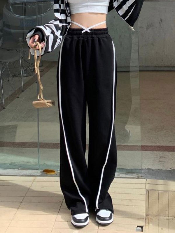 EMMIOL High Waist Striped Jogger Pants