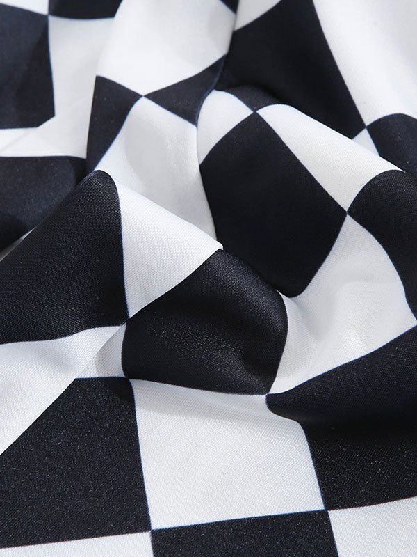 EMMIOL Pantalones acampanados con estampado de cuadros