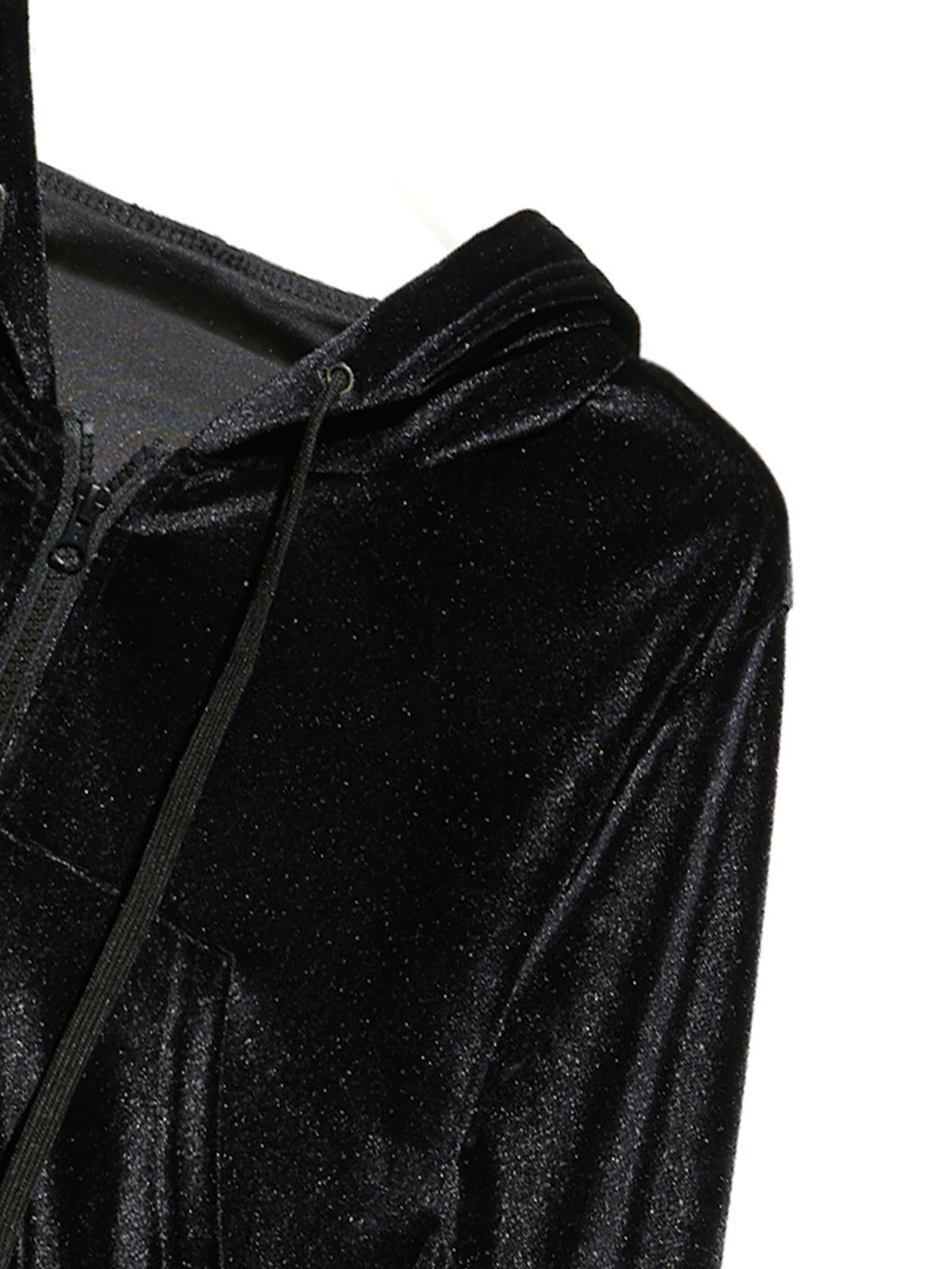 EMMIOL Rhinestone Velvet Long Sleeve Tracksuit Set