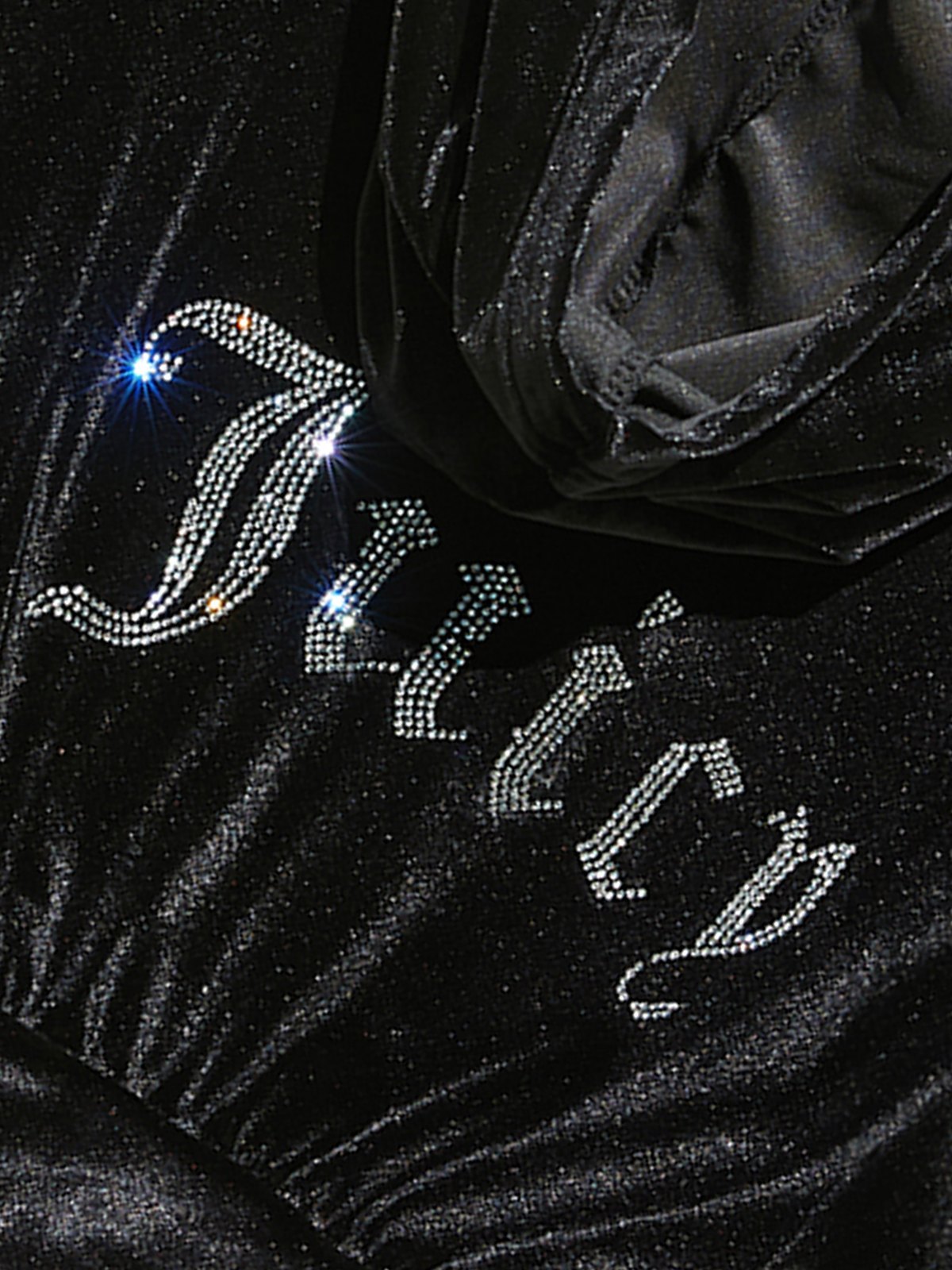 EMMIOL Rhinestone Velvet Long Sleeve Tracksuit Set