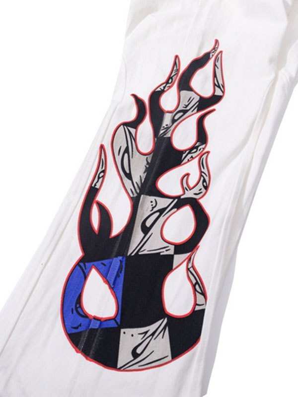 EMMIOL Men's Flame Print Flare Leg Pants