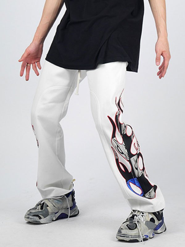 EMMIOL Men's Flame Print Flare Leg Pants