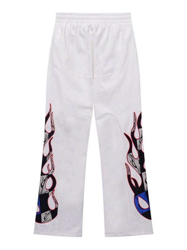 EMMIOL Men's Flame Print Flare Leg Pants