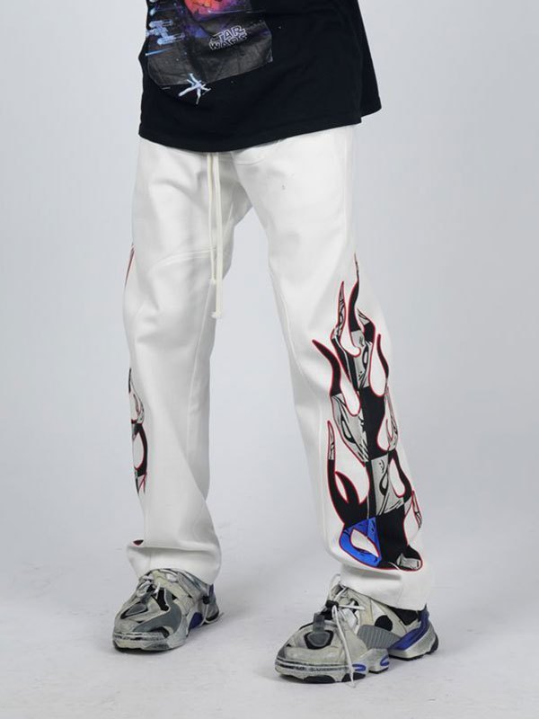 EMMIOL Men's Flame Print Flare Leg Pants