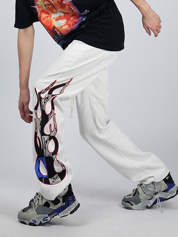 EMMIOL Men's Flame Print Flare Leg Pants