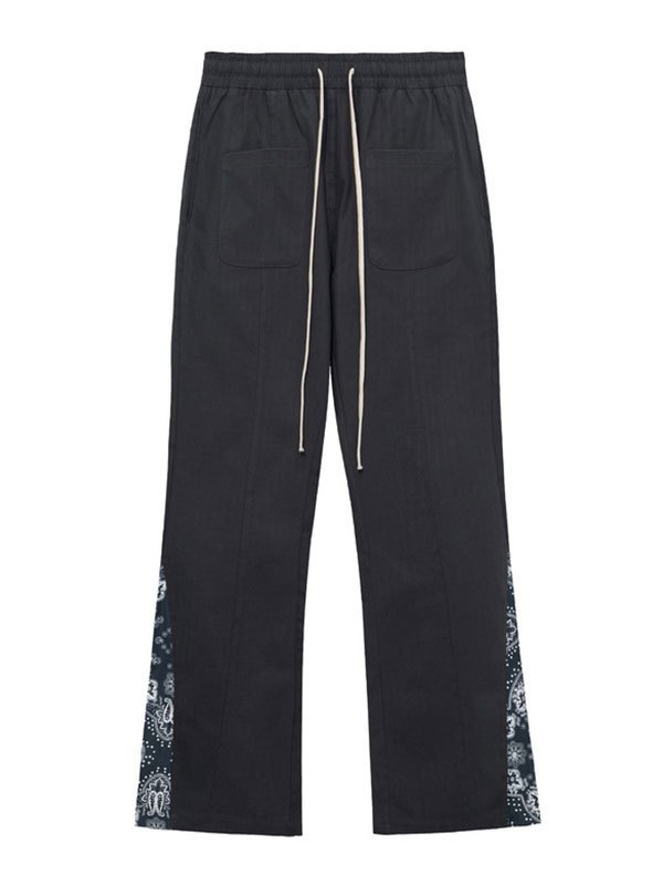 EMMIOL Pantalones acampanados con estampado de paisley y patchwork para hombre