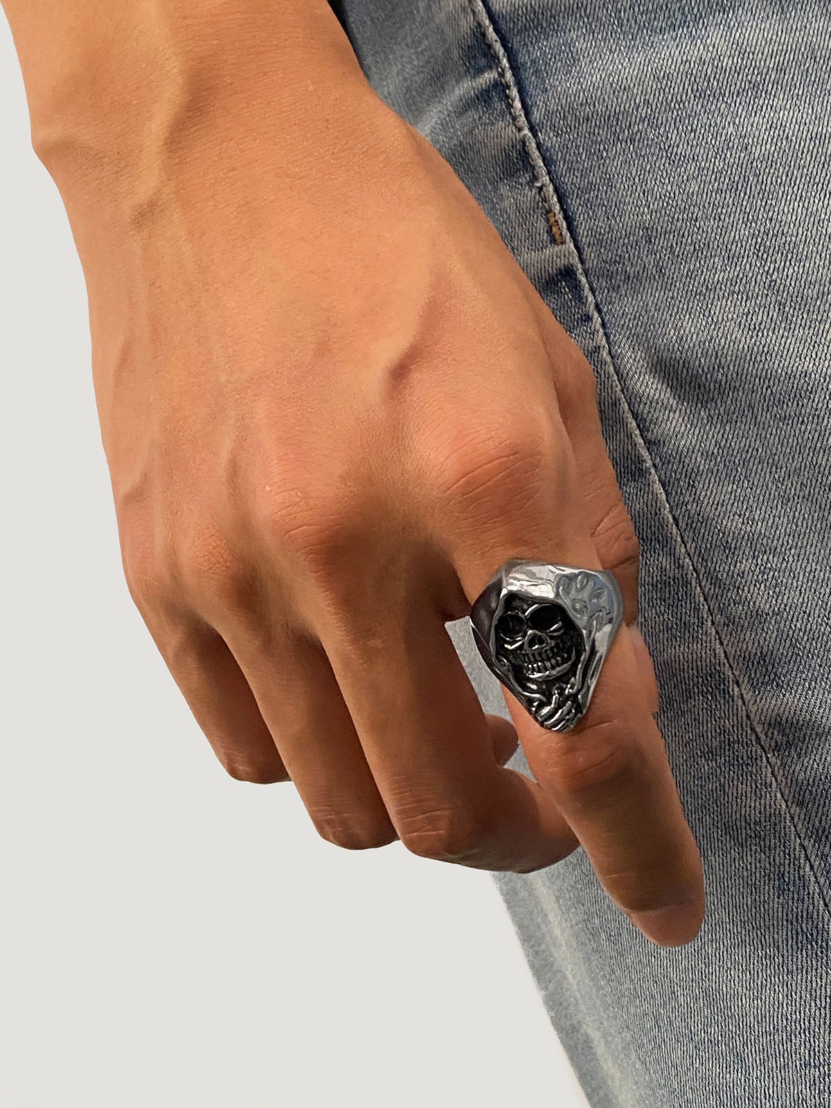 EMMIOL Bandring mit Totenkopf-Gesicht für Herren