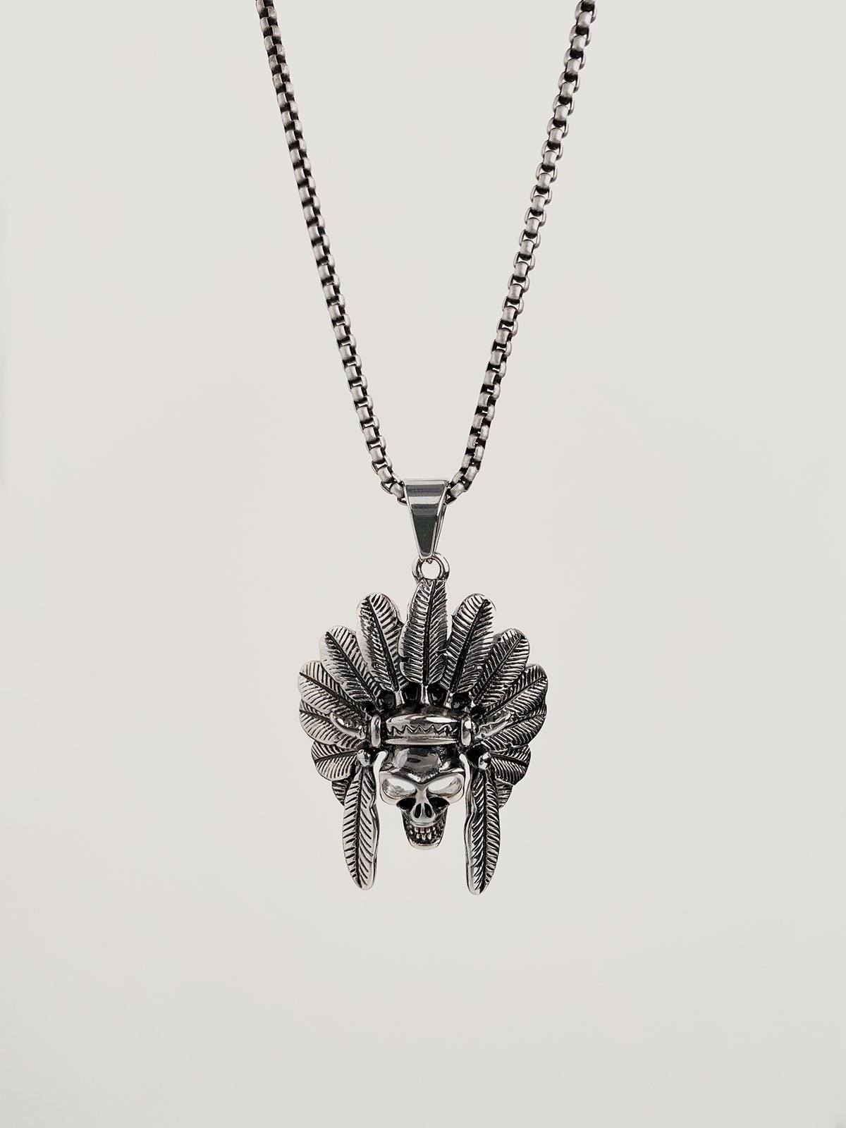 EMMIOL Collar con dije de calavera india para hombre