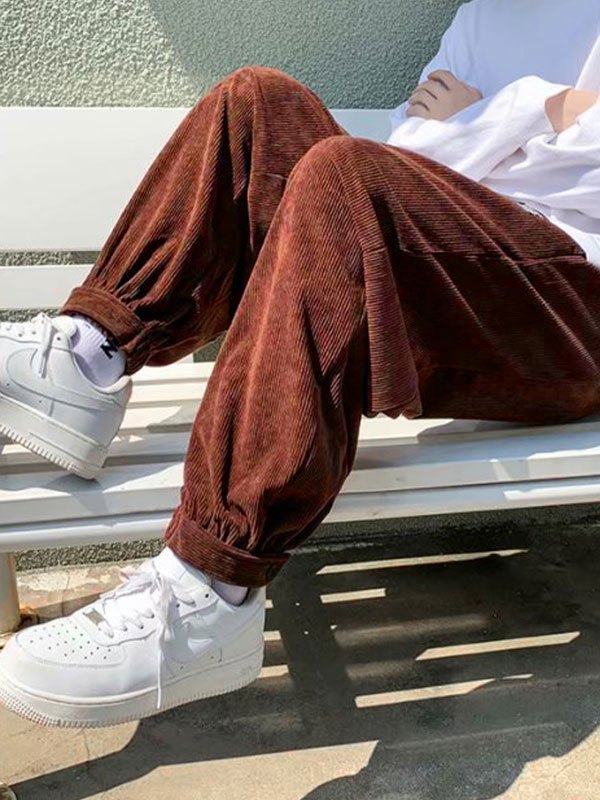 EMMIOL Pantalón jogger de pana para hombre