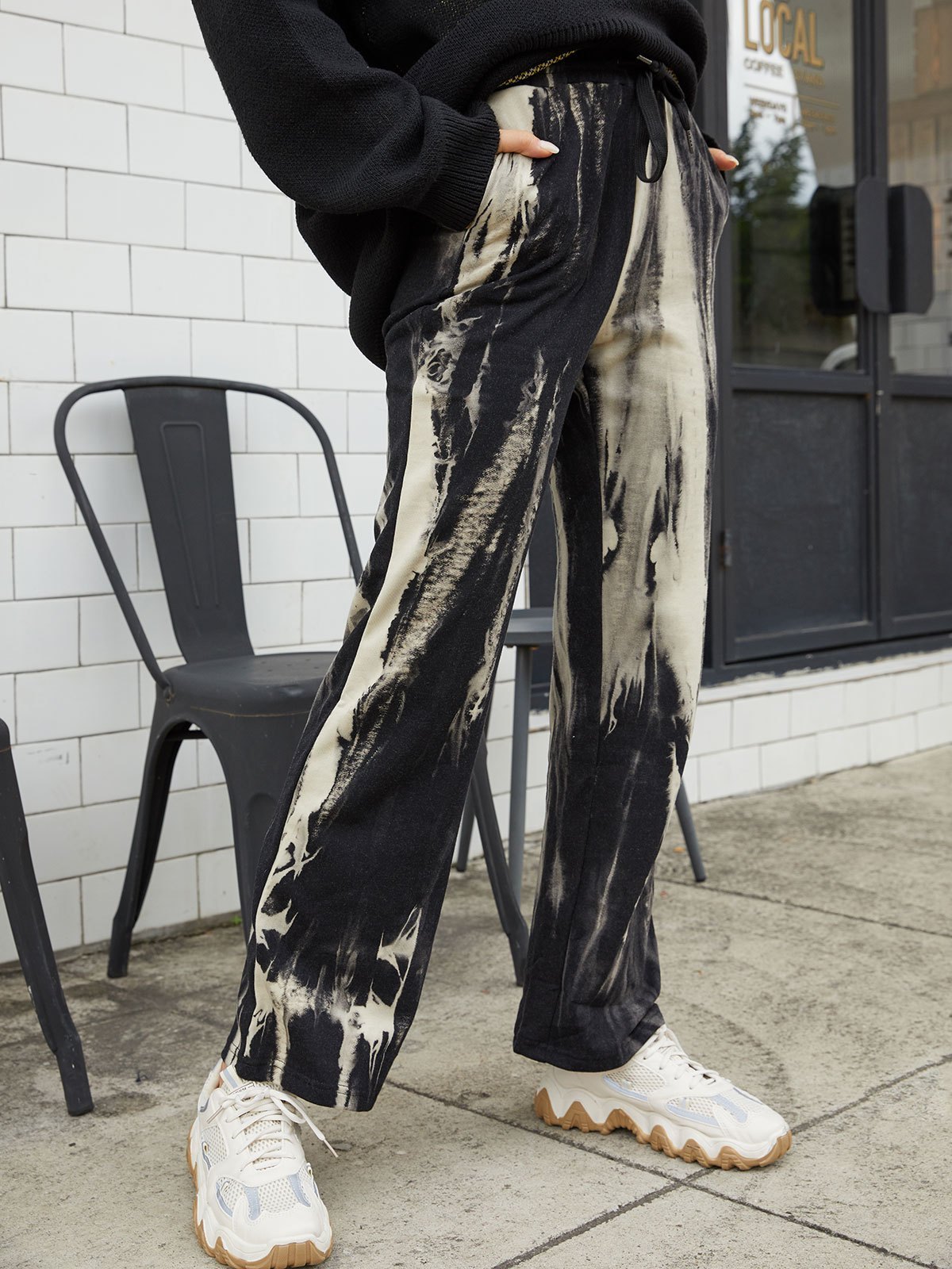 EMMIOL Batik-Hose mit hohem Bund und geradem Bein