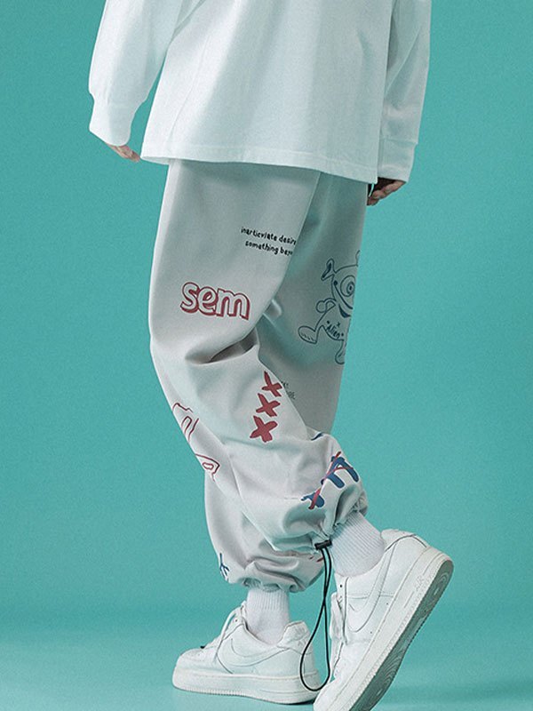 EMMIOL Kurze Jogginghose mit Graffiti-Print für Herren