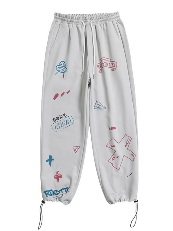 EMMIOL Kurze Jogginghose mit Graffiti-Print für Herren