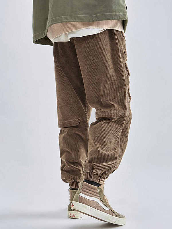 EMMIOL Pantaloni cargo da uomo in velluto a coste con tasche