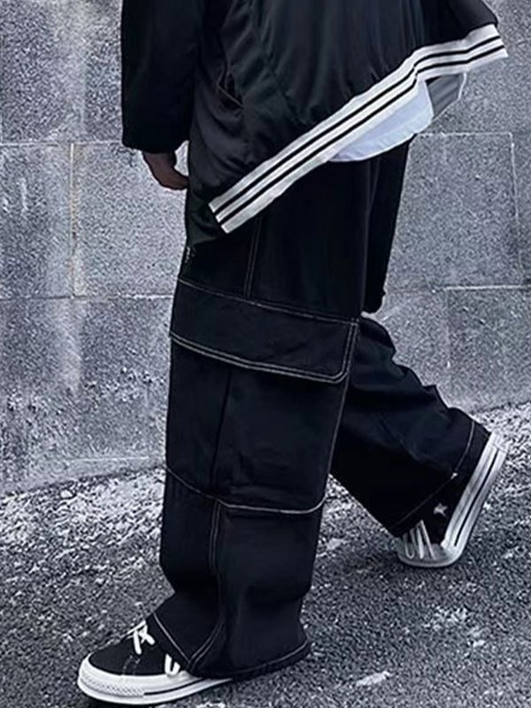 EMMIOL Pantalones cargo con detalle de costuras para hombre