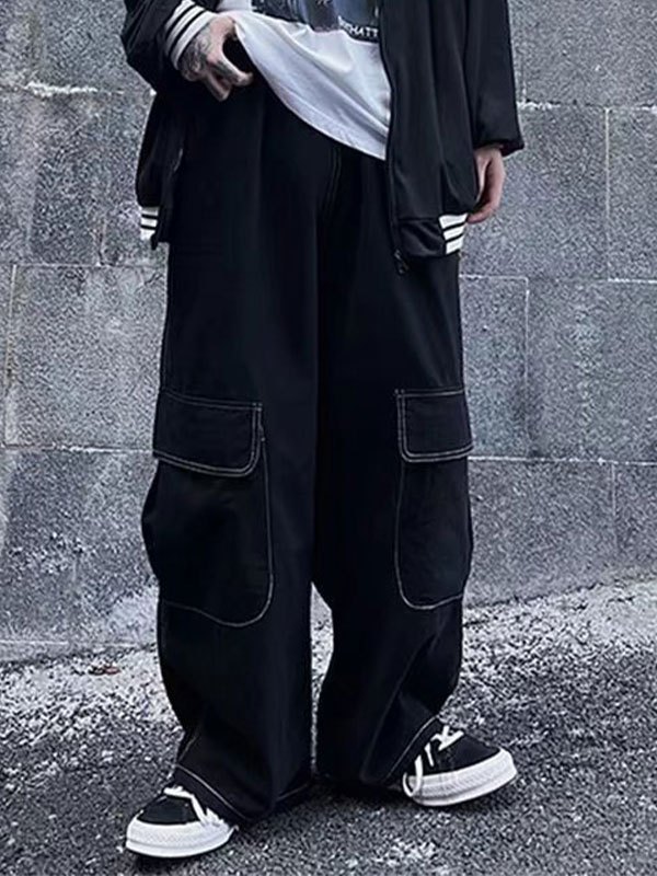 EMMIOL Pantalones cargo con detalle de costuras para hombre