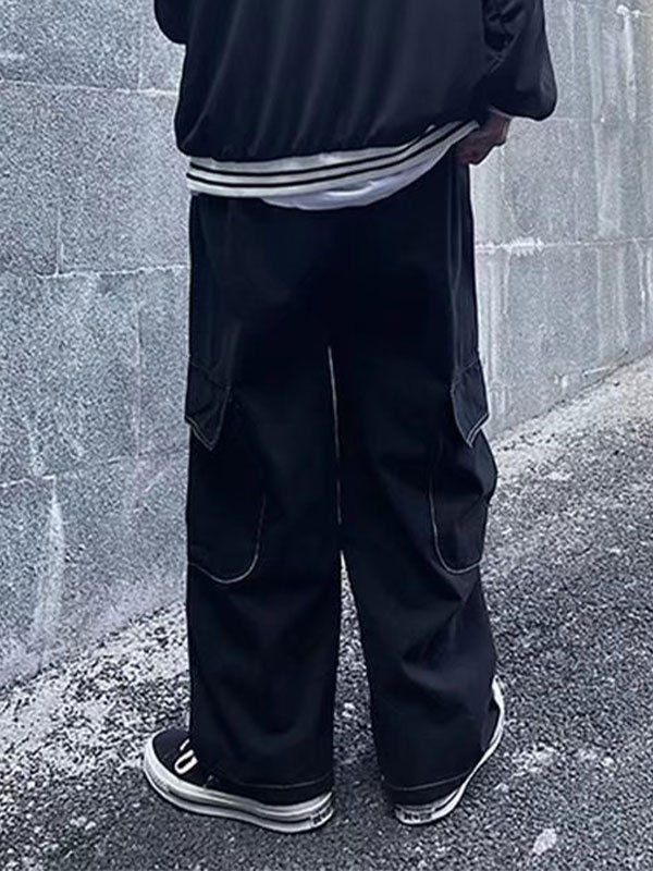 EMMIOL Pantalones cargo con detalle de costuras para hombre