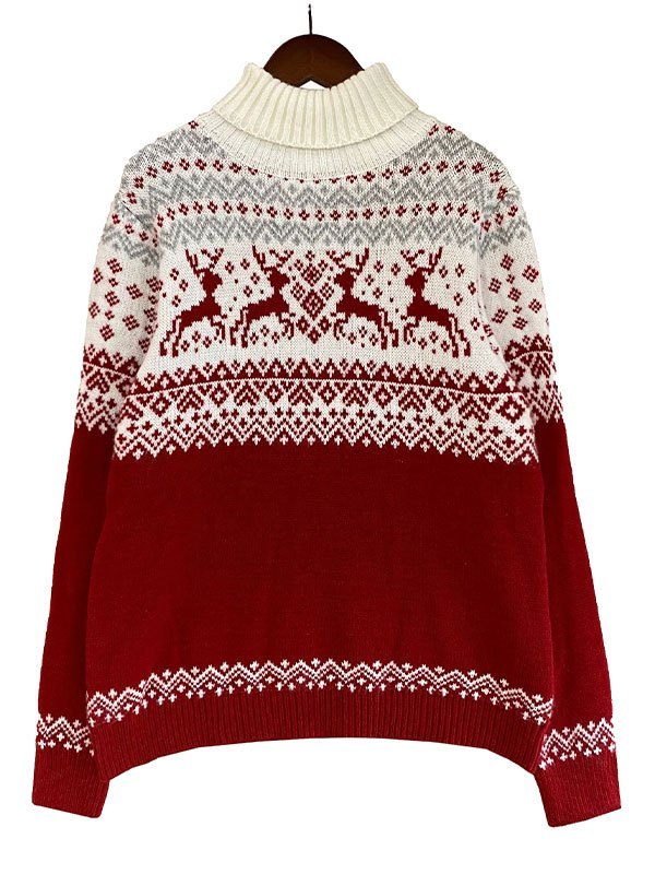 EMMIOL Jersey de punto navideño con cuello alto