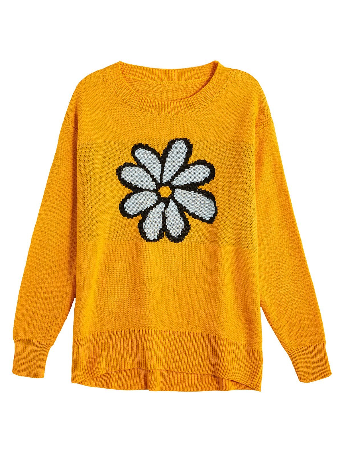 EMMIOL Flower Crew Neck Knit Sweater