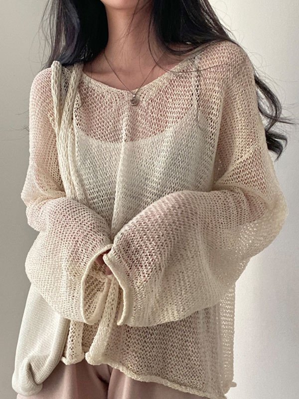 2022 Oversized Long Sleeve Crochet Knit 