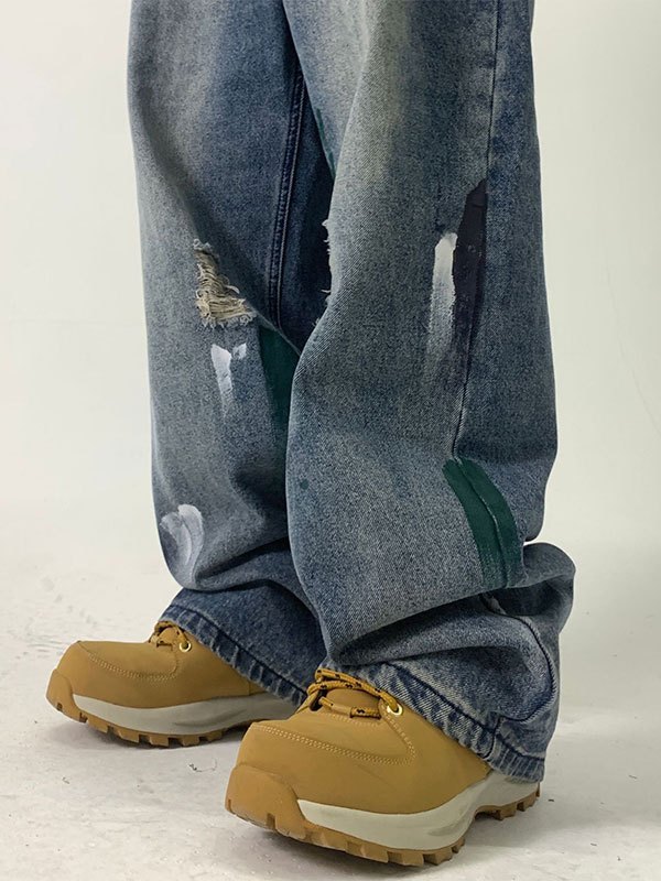 EMMIOL Men's Oversized Artist Graffiti Jeans