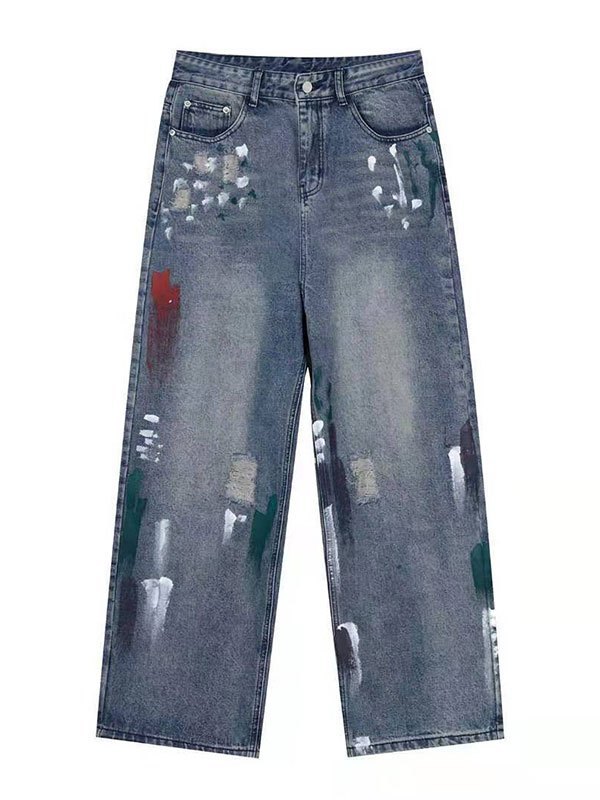 EMMIOL Men's Oversized Artist Graffiti Jeans