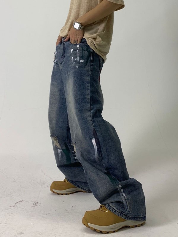 EMMIOL Men's Oversized Artist Graffiti Jeans