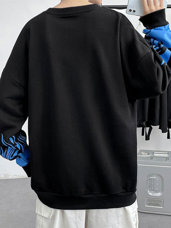EMMIOL Felpa oversize con stampa fiamme da uomo
