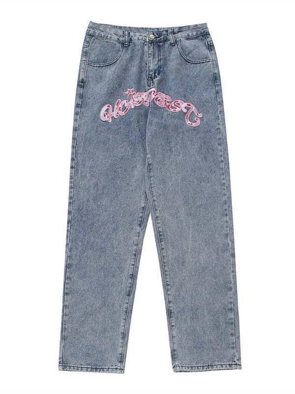 EMMIOL Vaqueros con bordado de letras para hombre