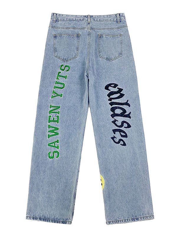 EMMIOL Vaqueros con bordado de letras para hombre