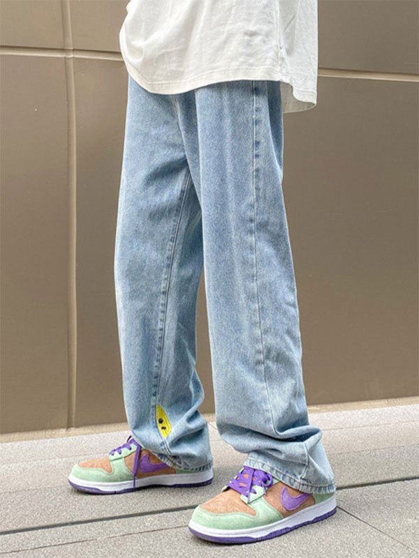 EMMIOL Men's Letter Embroidery Jeans