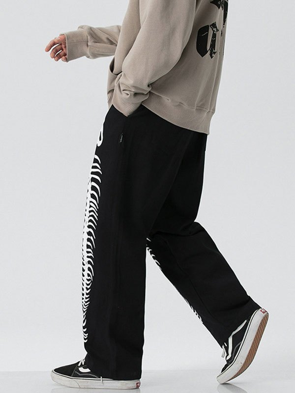 EMMIOL Pantalones cónicos con estampado de calaveras para hombre